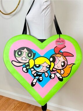 NWT Dolls Kill X Powerpuff Girls SUPER HERO LOVE HEART HUGE TOTE BAG Overnight